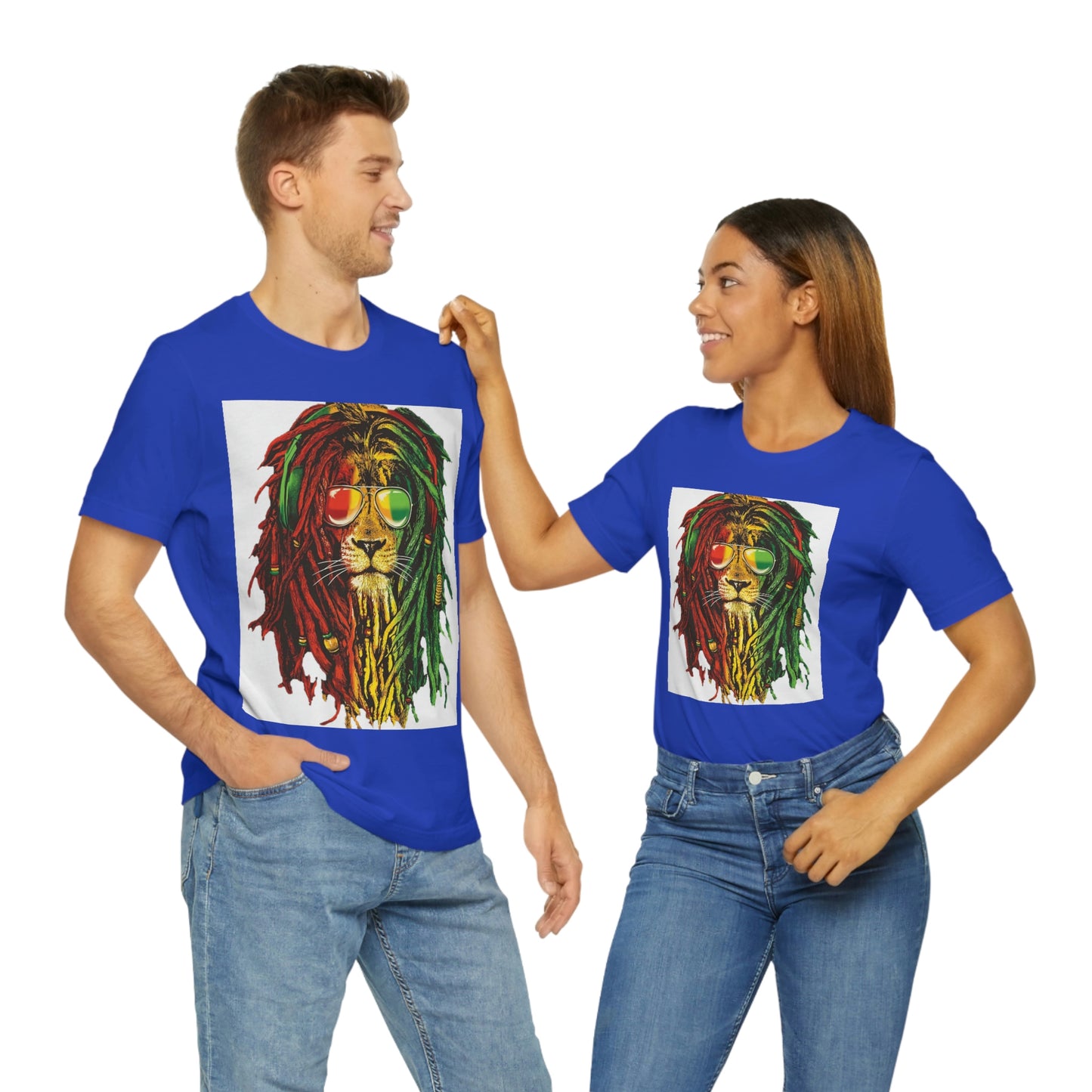 Reggae Lion With Dread locks, Unisex Jersey Short Sleeve Tee