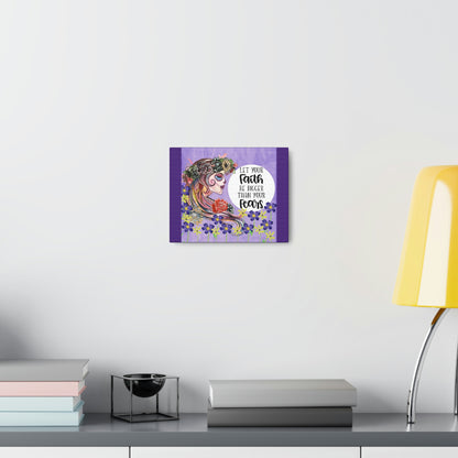 Let Your Faith Be Bigger Then Your Fears Skull Flowers Purple Canvas Gallery Wraps