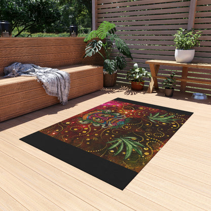 Groovy Island Man Smoking With Marijuana Pot Weed 420 Hands Outdoor Rug