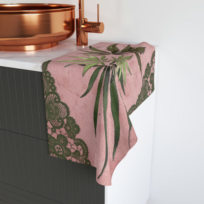 Grey Lace Gorgeous Pink Beautiful Multicolored 420 Weed Pot Marijuana Leaf Hand Towel