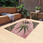 Grey Lace Gorgeous Pink Designed Marijuana 420 Weed Leaf Outdoor Rug
