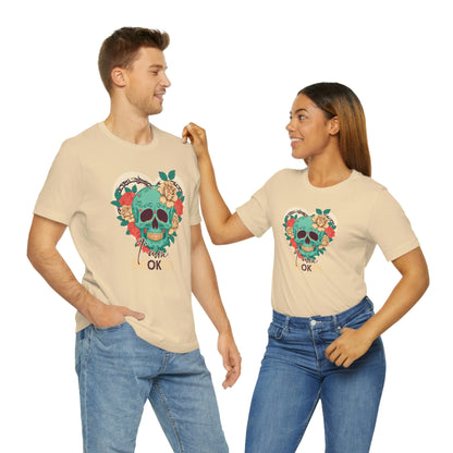 I Am Broken skull With Roses Unisex Jersey Short Sleeve Tee