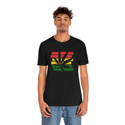 Pot Leaf With Classic Colors, Yellow, Green, Yellow, Unisex Jersey Short Sleeve Tee