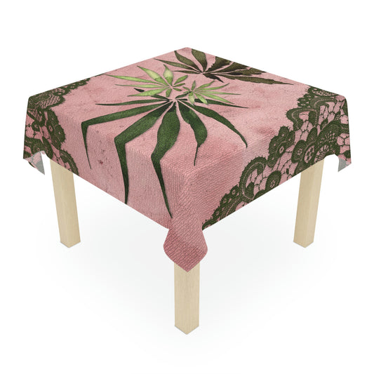 Grey Lace Gorgeous Pink Designed Marijuana 420 Weed Leaf Tablecloth