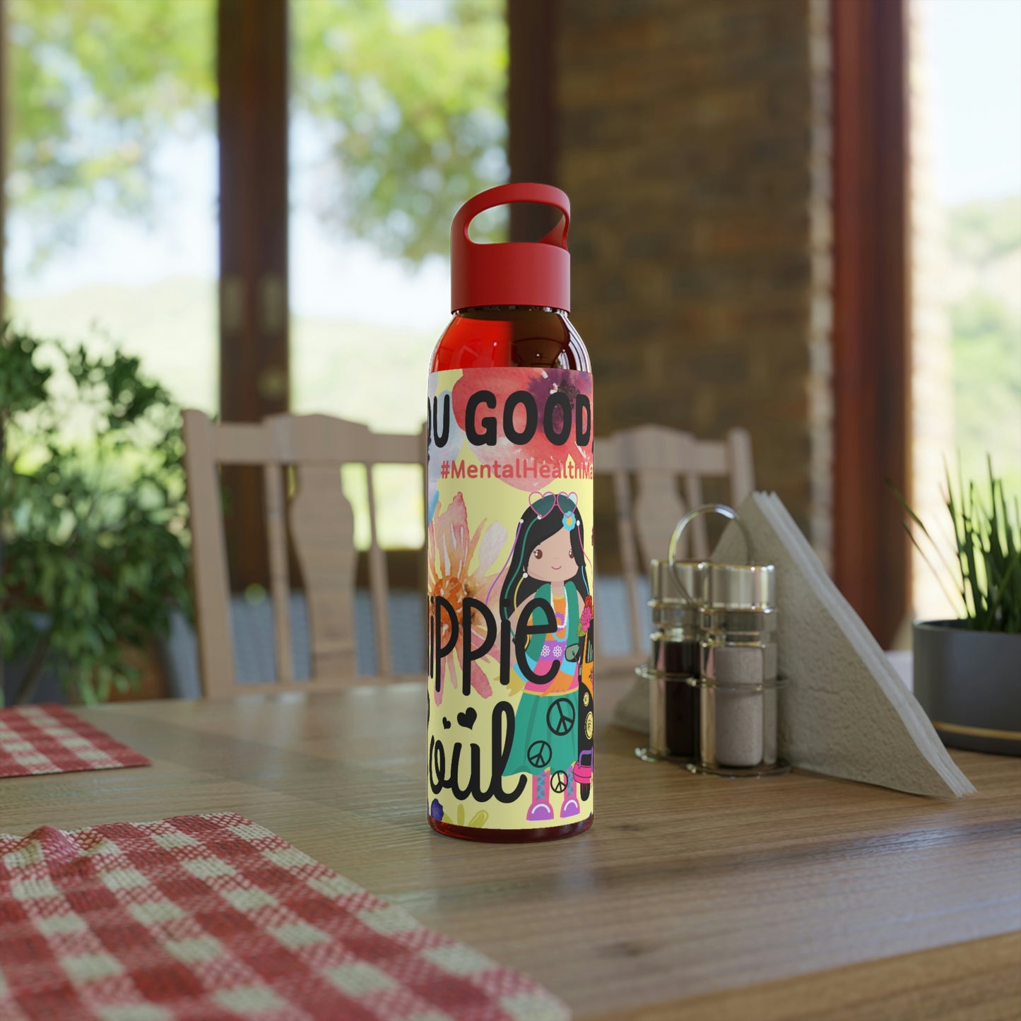 You Good Sis ? Mental Health Awareness Hippie Chic , Yellow Background Sky Water Bottle