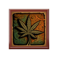 Marijuana Leaf Multi Blue and Green Collage Jewelry Box