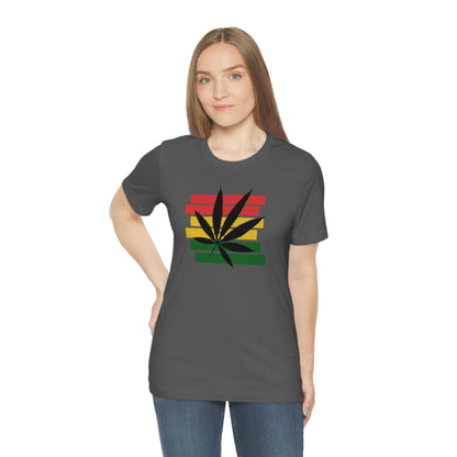 Pot Leaf With Classic Colors, Yellow, Green, Yellow, Unisex Jersey Short Sleeve Tee