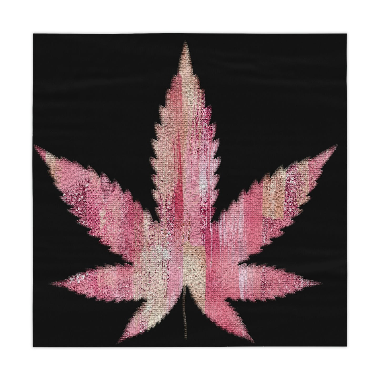 Sassy Single Pink Marijuana 420 Weed Leaf With Black Background Tablecloth