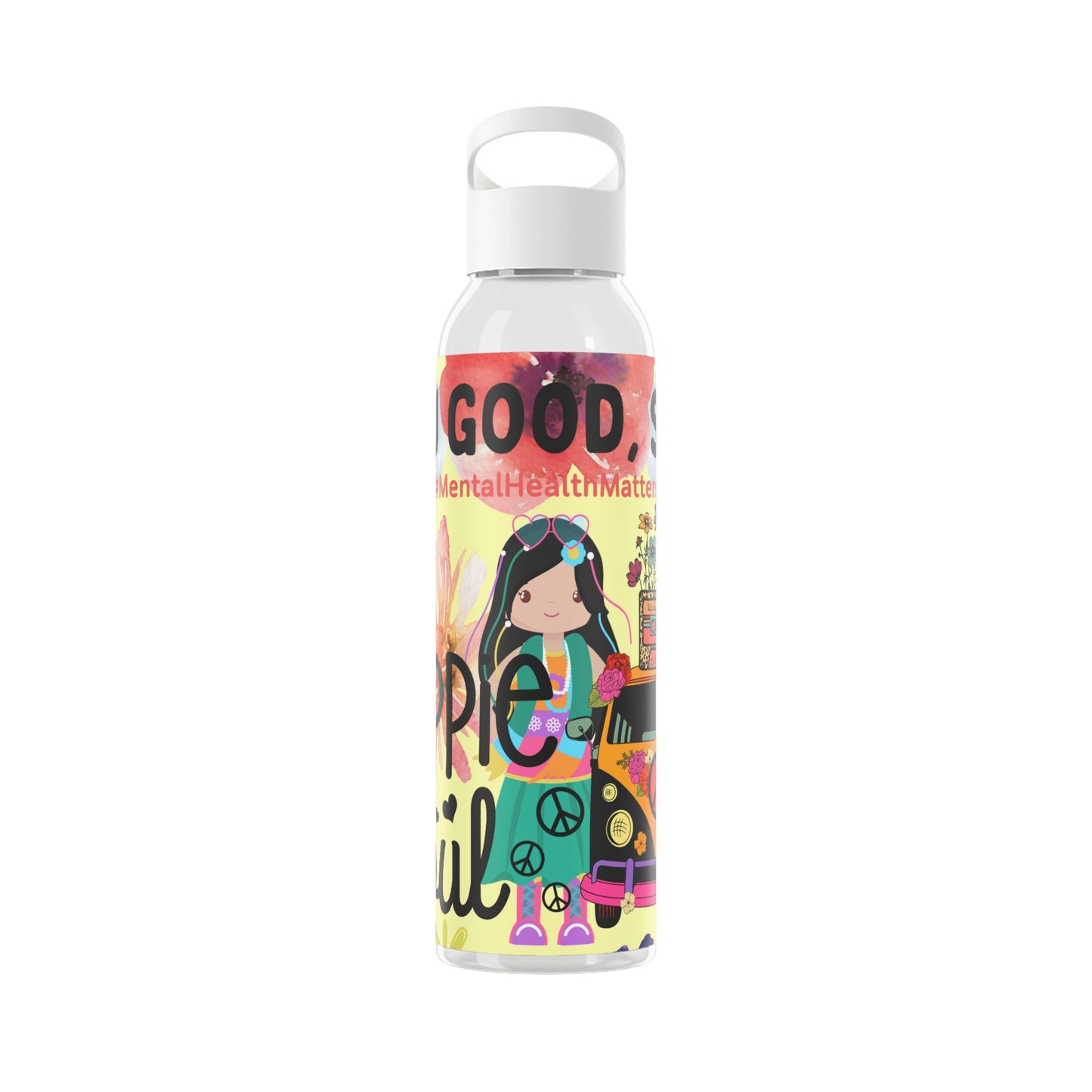 You Good Sis ? Mental Health Awareness Hippie Chic , Yellow Background Sky Water Bottle