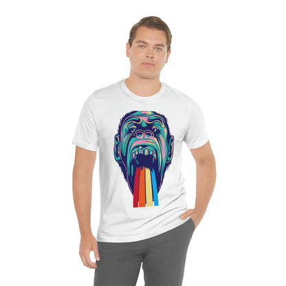 Color Ape Pouring flowing Rainbow Out His Mouth, Unisex Jersey Short Sleeve Tee