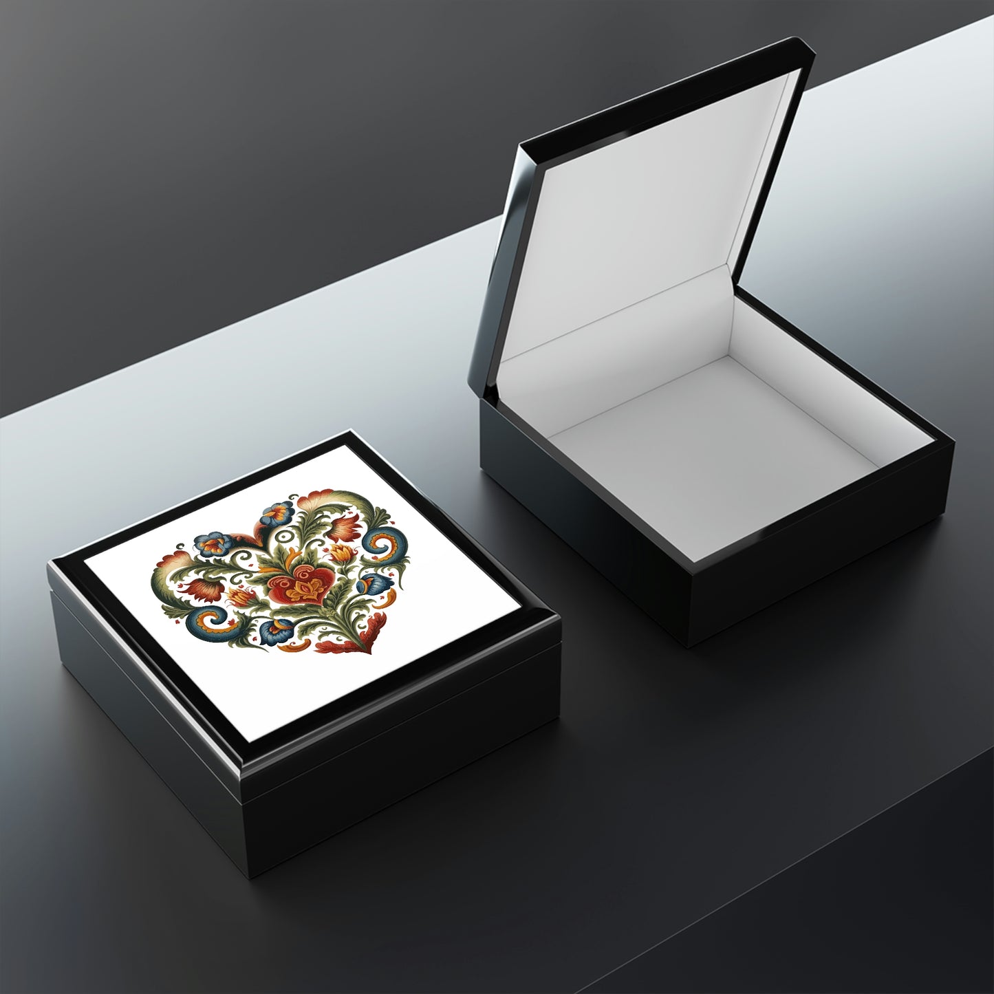 Intricate Hearts by Heron Lake Print 3 Jewelry Box