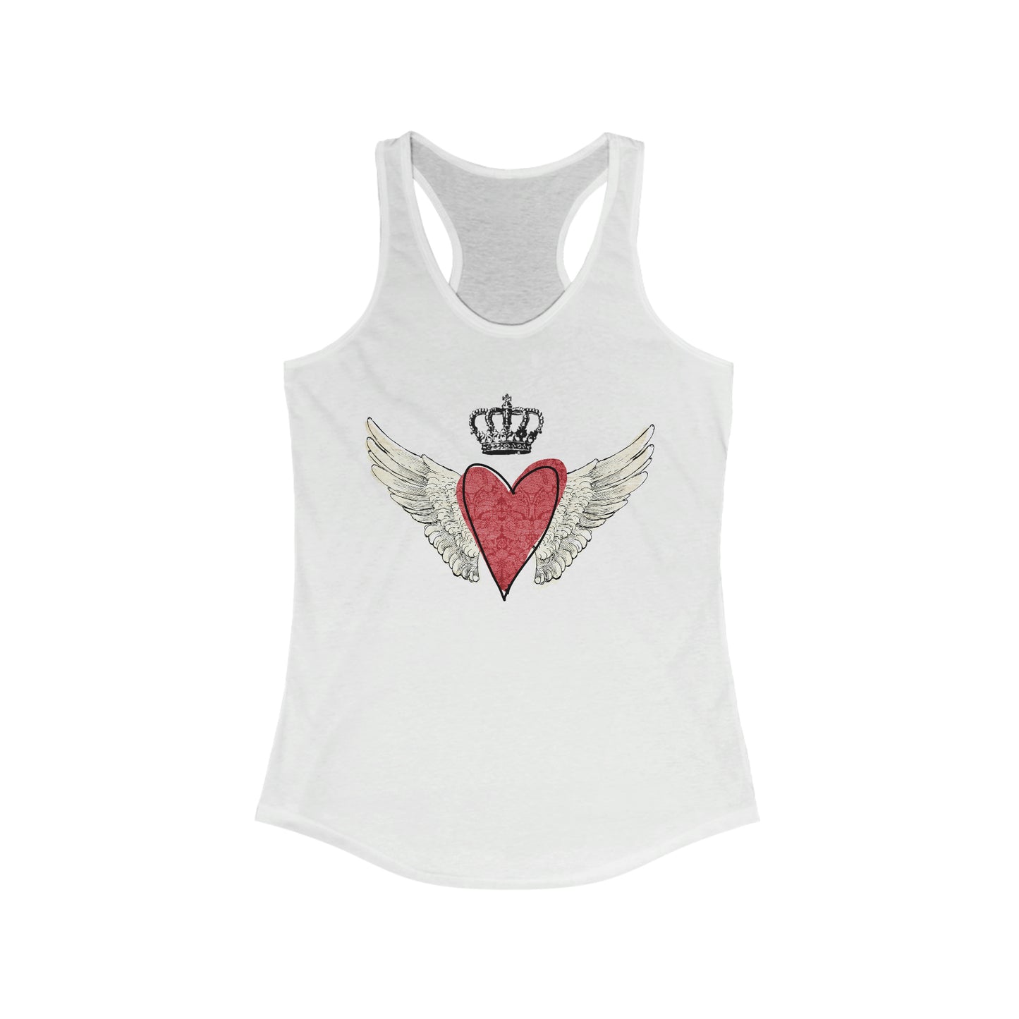 Crowned Red Heart With Angel Wings Women's Ideal Racerback Tank