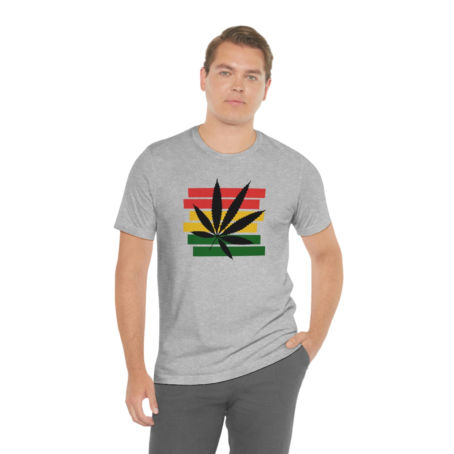 Pot Leaf With Classic Colors, Yellow, Green, Yellow, Unisex Jersey Short Sleeve Tee