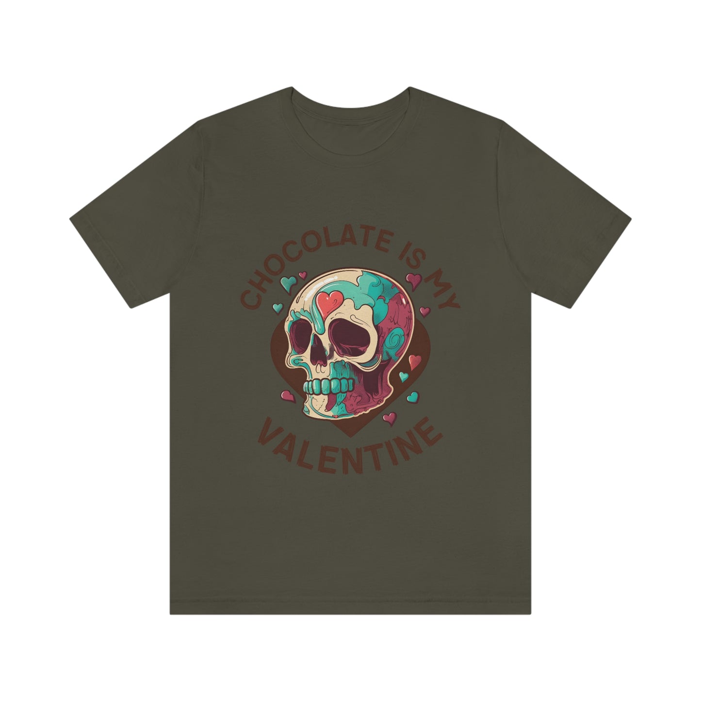 Chocolate Is My Friend My Valentine Skull Unisex Jersey Short Sleeve Tee