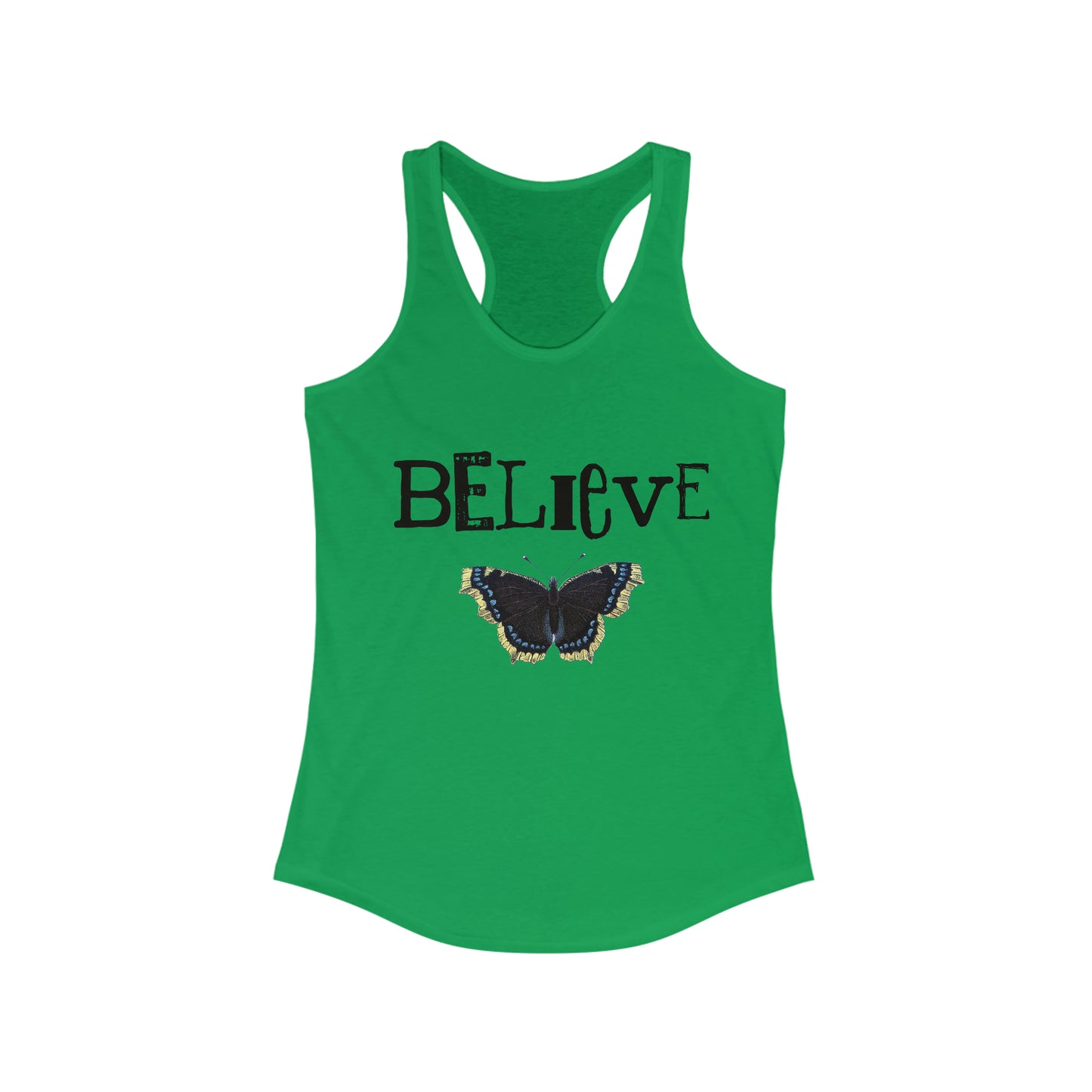 Believe Word With Butterfly Women's Ideal Racerback Tank