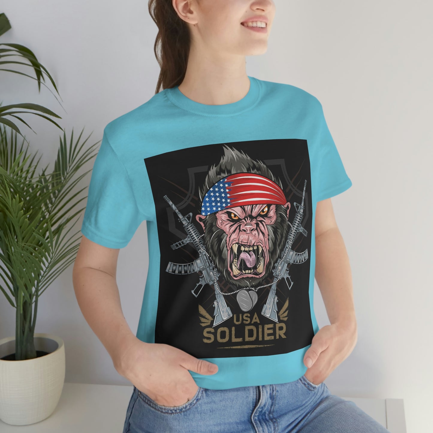 Angry Gorilla USA Soldier, Unisex Jersey Short Sleeve Tee