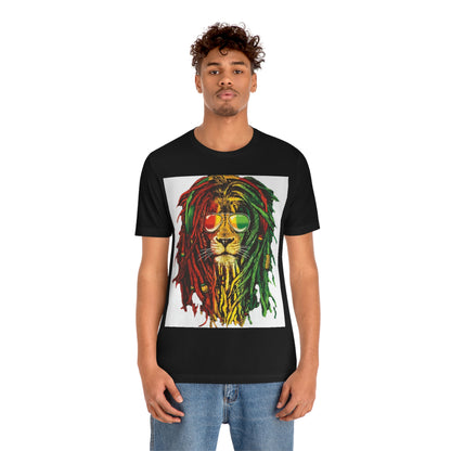 Reggae Lion With Dread locks, Unisex Jersey Short Sleeve Tee