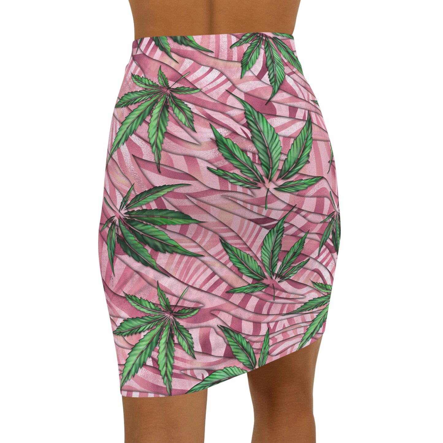 Beautifully Pink And Green Gorgeous Designed Marijuana 420 Weed Leaf Women's Mini Skirt (AOP)