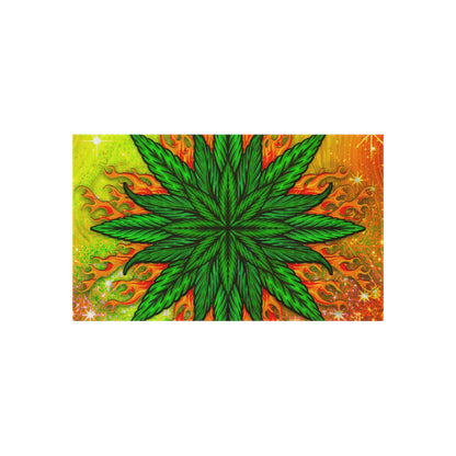 Pot Leaf Collage With Yellow Orange Background With Marijuana Pot Weed 420 Outdoor Rug