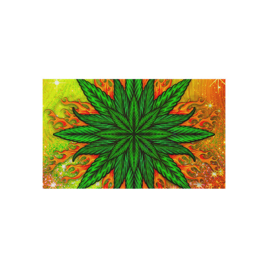 Pot Leaf Collage With Yellow Orange Background With Marijuana Pot Weed 420 Outdoor Rug