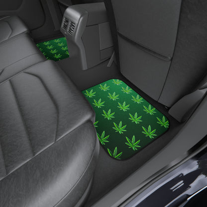 Green Leaf Marijuana Pot Weed Leaf 420 Car Mats (Set of 4)