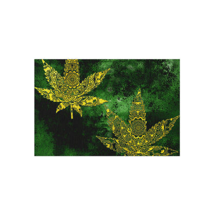 Gorgeous Designed Gold Leaf With multigreen Background Marijuana Pot Weed 420 Outdoor Rug