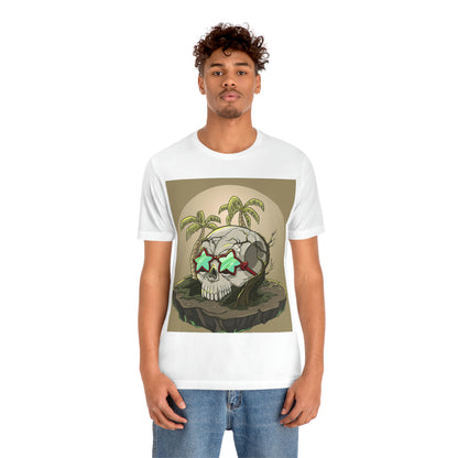 Tropical Island & Skull, Unisex Jersey Short Sleeve Tee