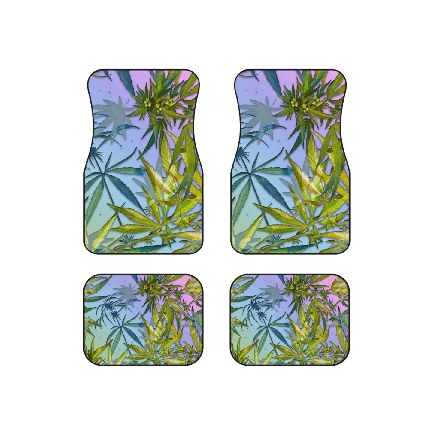 Sassy Pink And Green 420 Weed Marijuana Leaf Car Mats (Set of 4)