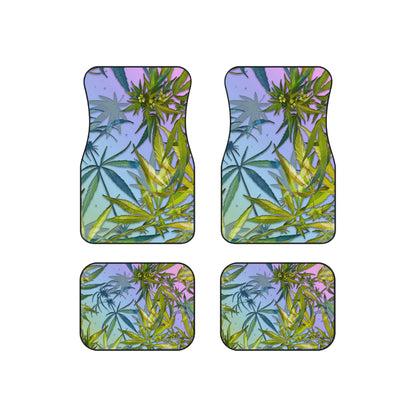 Sassy Pink And Green 420 Weed Marijuana Leaf Car Mats (Set of 4)