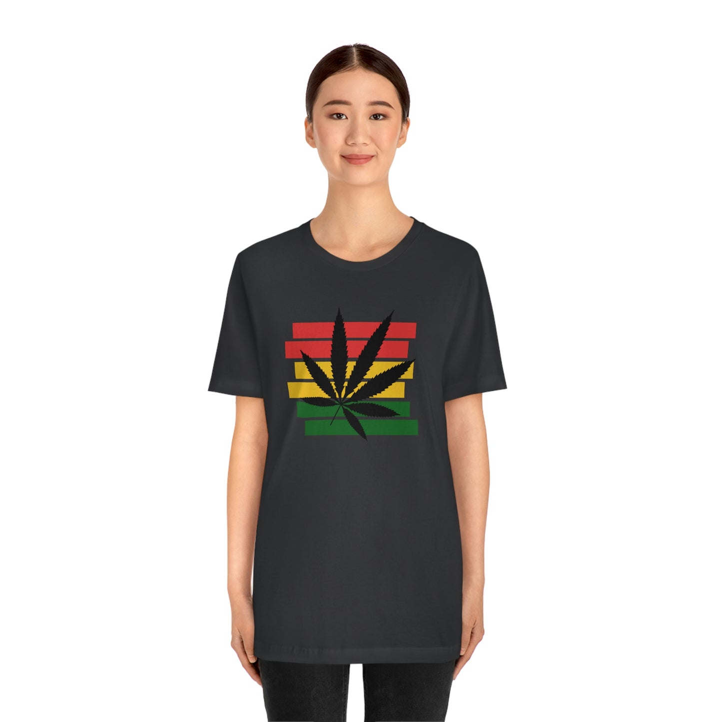 Pot Leaf With Classic Colors, Yellow, Green, Yellow, Unisex Jersey Short Sleeve Tee