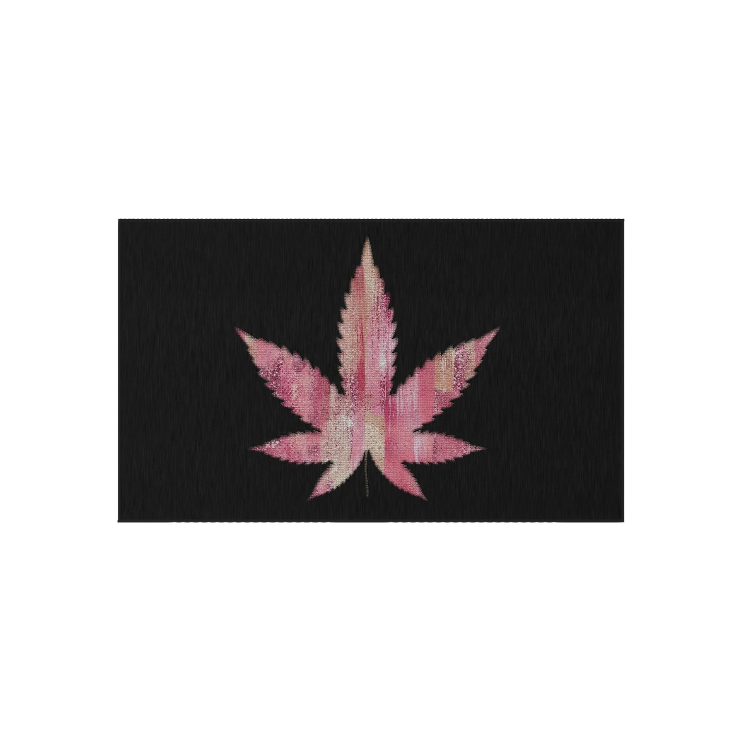 Sassy Single Pink Marijuana 420 Weed Leaf With Black Background 420 Weed Marijuana Leaf Outdoor Rug