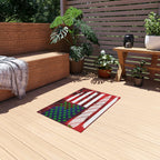 Flag Red, White And Blue Beautiful Red Background With Marijuana Pot Weed 420 Outdoor Rug