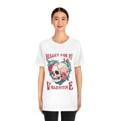 Bullet For My Valentine Skull With Red Roses Unisex Jersey Short Sleeve Tee