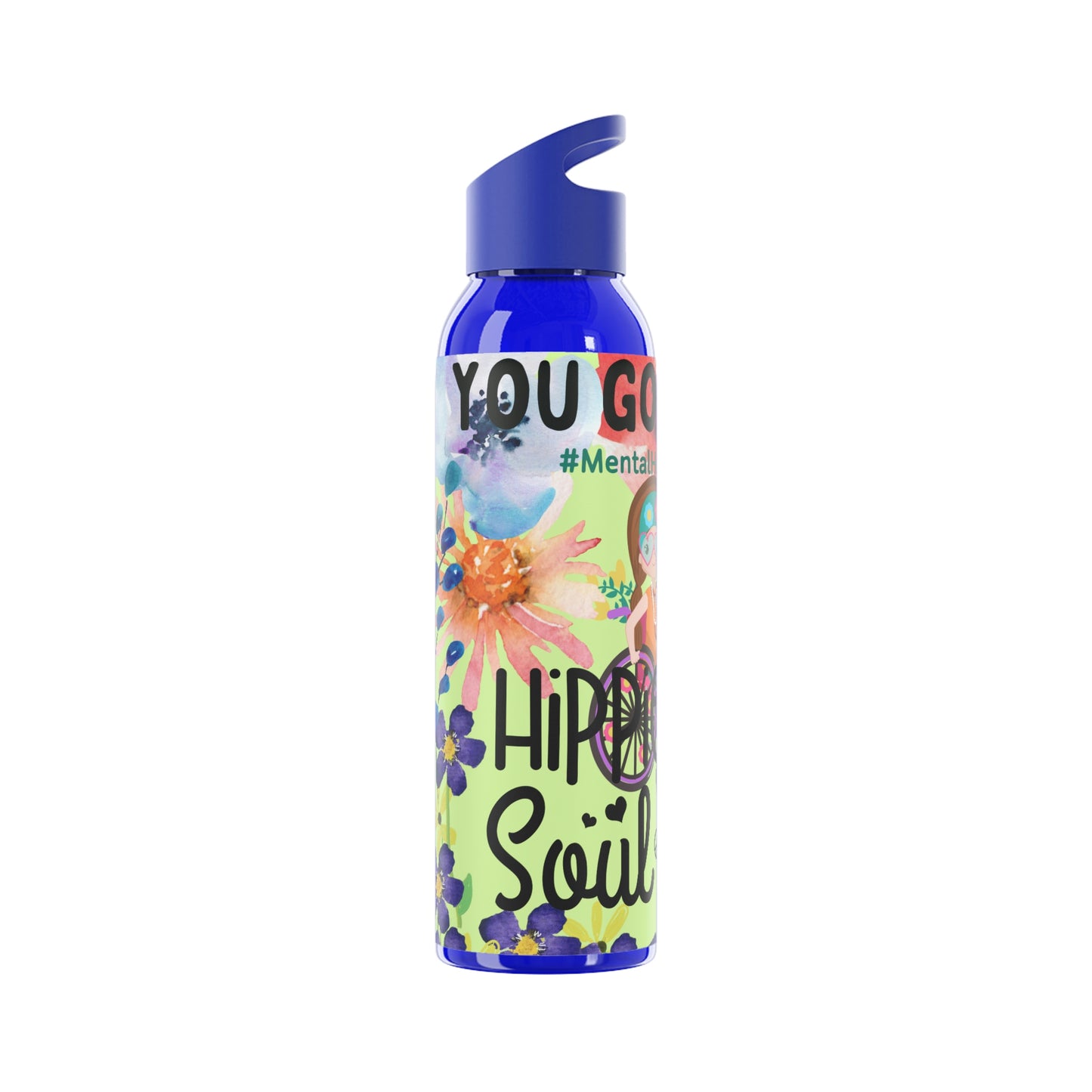 You Good Sis ? Mental Health Awareness Hippie Chic , Wheelchair Green Background Sky Water Bottle