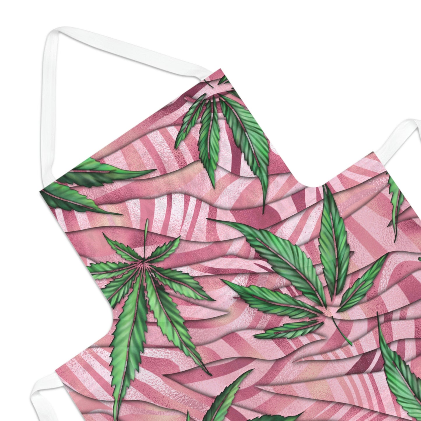 Beautifully Pink And Green Gorgeous Designed Marijuana 420 Weed Leaf Adult Apron