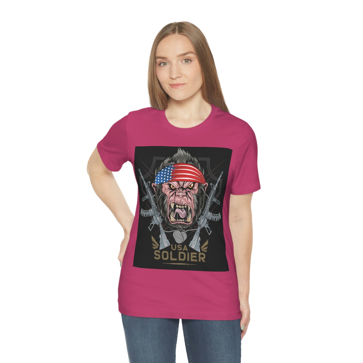 Angry Gorilla USA Soldier, Unisex Jersey Short Sleeve Tee