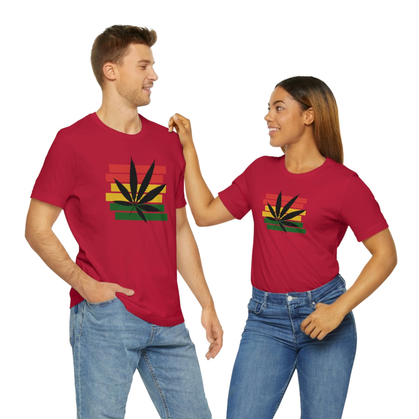 Pot Leaf With Classic Colors, Yellow, Green, Yellow, Unisex Jersey Short Sleeve Tee