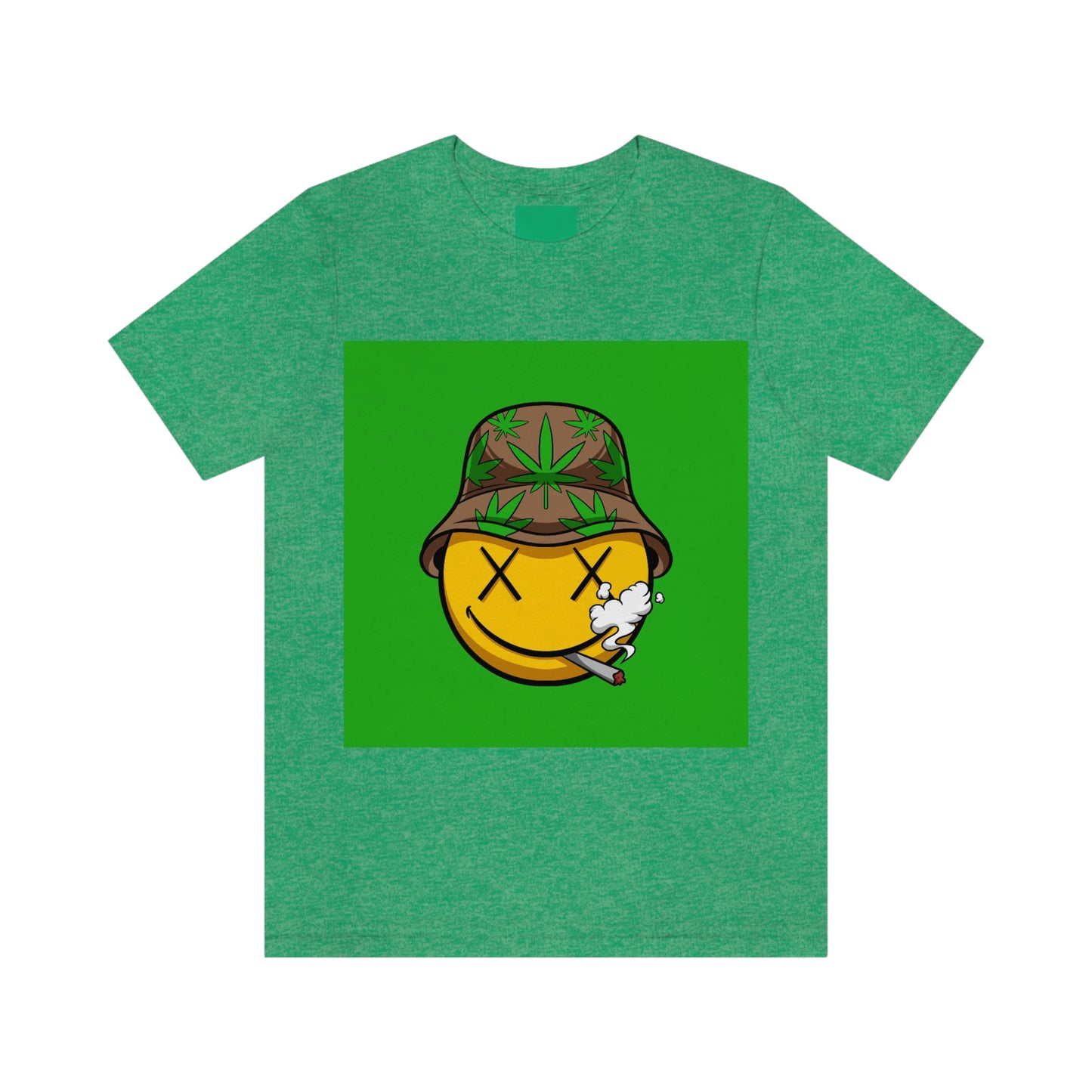 Blazed Happy Face With Hat & Pot Leafs, Unisex Jersey Short Sleeve Tee