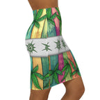 Beautiful Pink Blue Purple Multicolored 420 Weed Pot Marijuana Leaf Women's Mini Skirt (AOP)