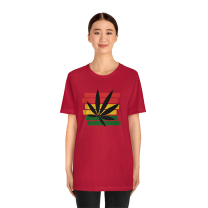 Pot Leaf With Classic Colors, Yellow, Green, Yellow, Unisex Jersey Short Sleeve Tee