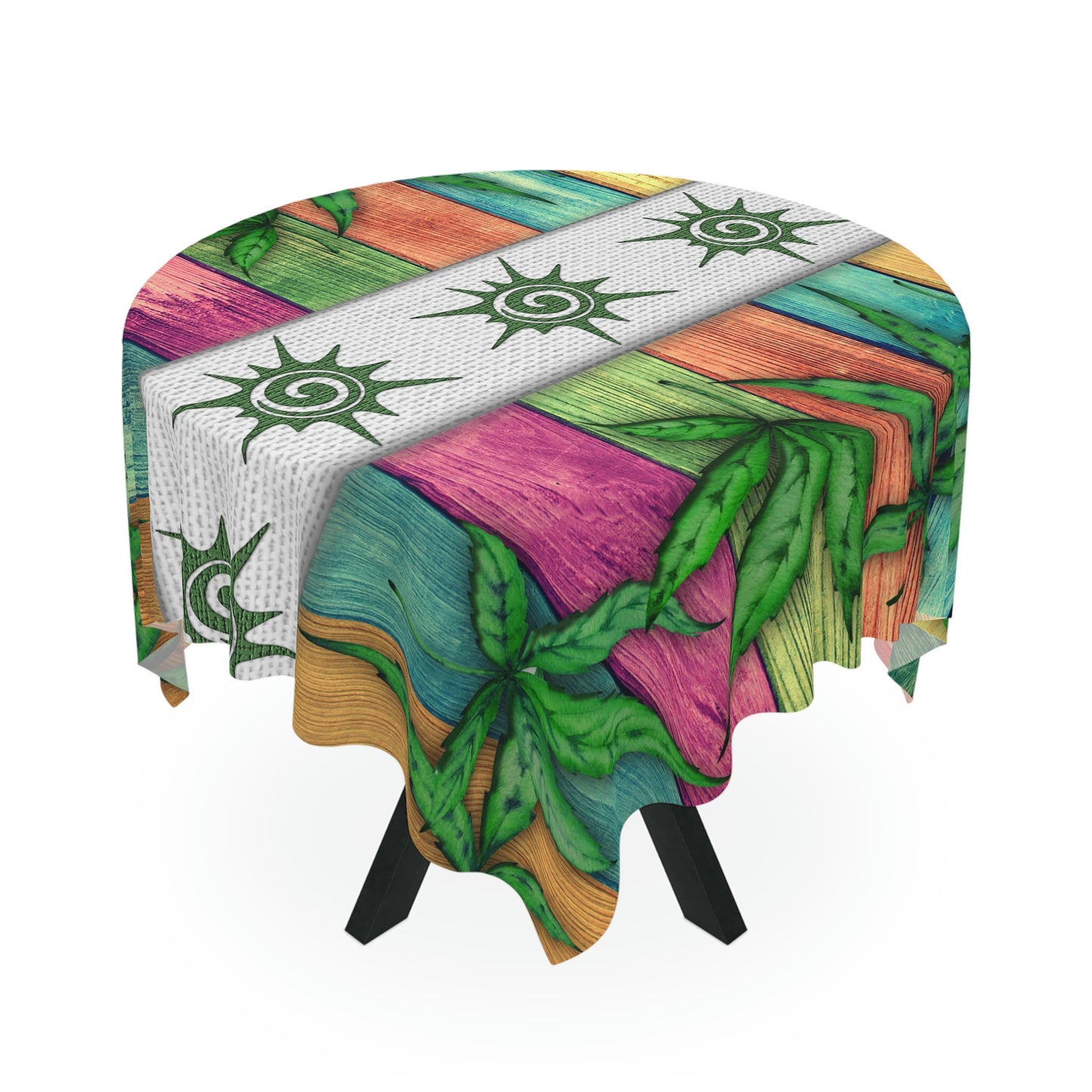 Beautiful Pink Blue Purple Multicolored 420 Weed Pot Marijuana Leaf Tablecloth