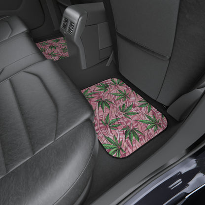 Sassy Pink And Green 420 Weed Marijuana Leaf Car Mats (Set of 4)