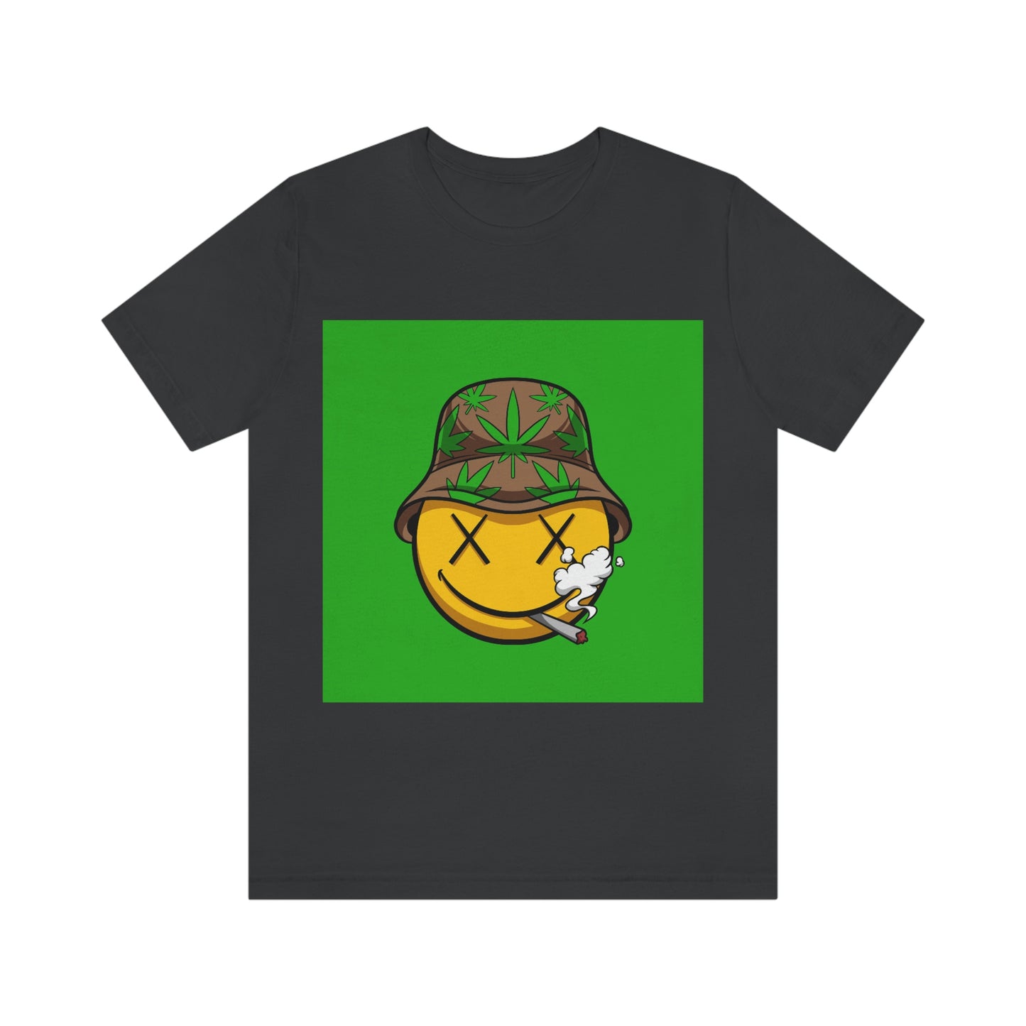 Blazed Happy Face With Hat & Pot Leafs, Unisex Jersey Short Sleeve Tee