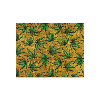 Gold And Green Marijuana Pot Weed Leaf With Gold Background 420 Outdoor Rug