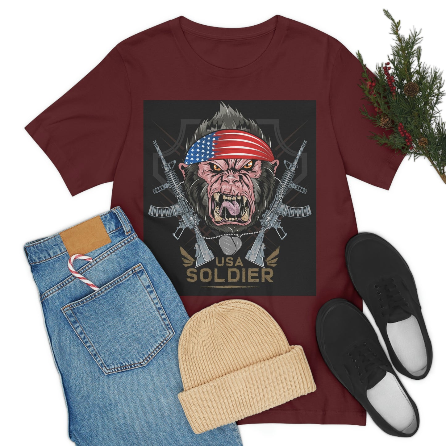 Angry Gorilla USA Soldier, Unisex Jersey Short Sleeve Tee