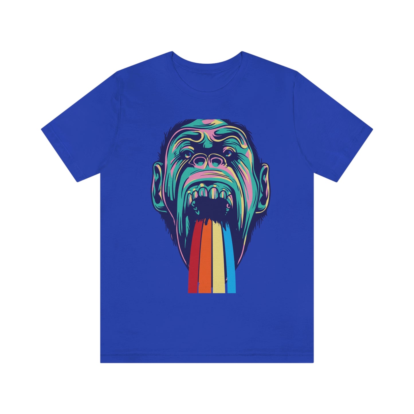 Color Ape Pouring flowing Rainbow Out His Mouth, Unisex Jersey Short Sleeve Tee