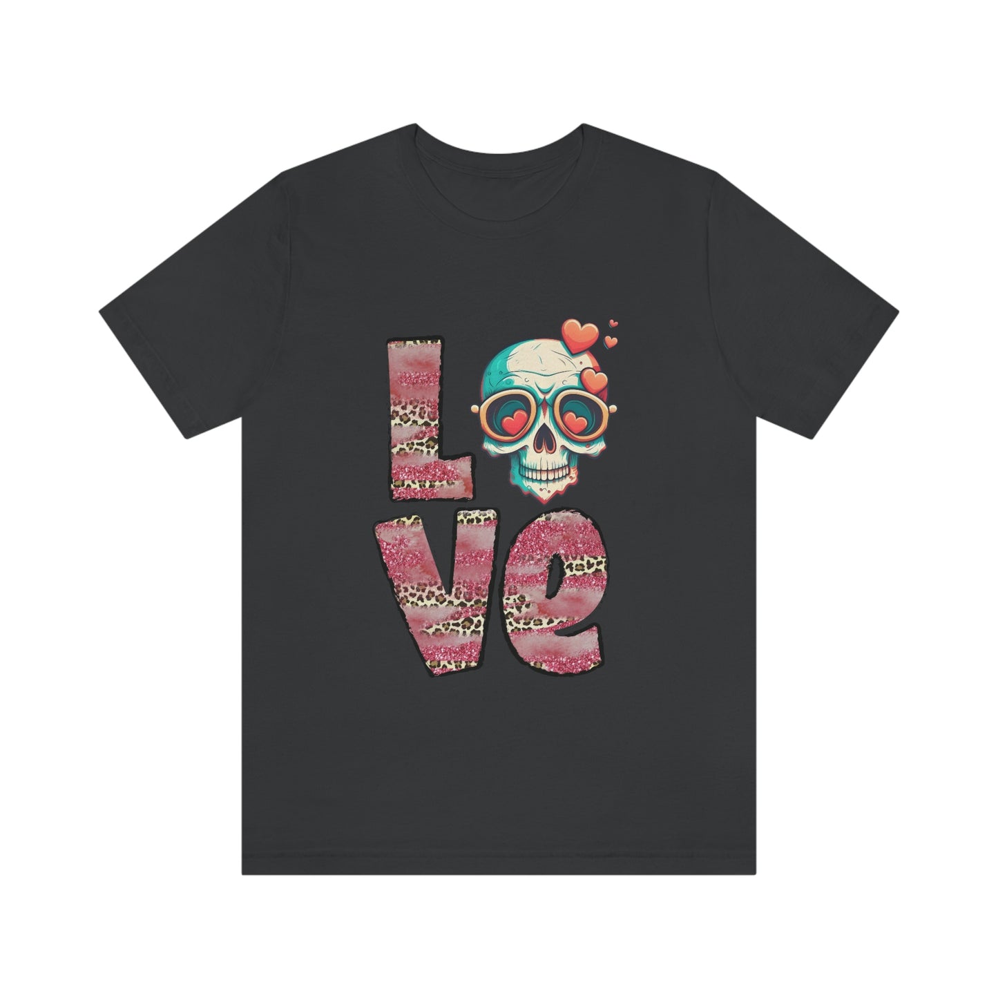 Love Valentine Skull With Red Roses Unisex Jersey Short Sleeve Tee