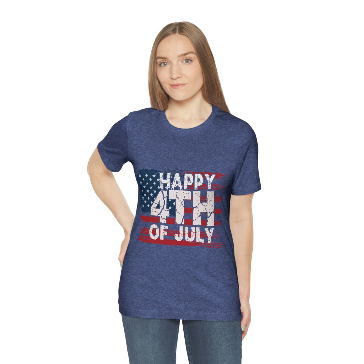 Happy 4 th Of July Independence Day Flag Unisex Jersey Short Sleeve Tee