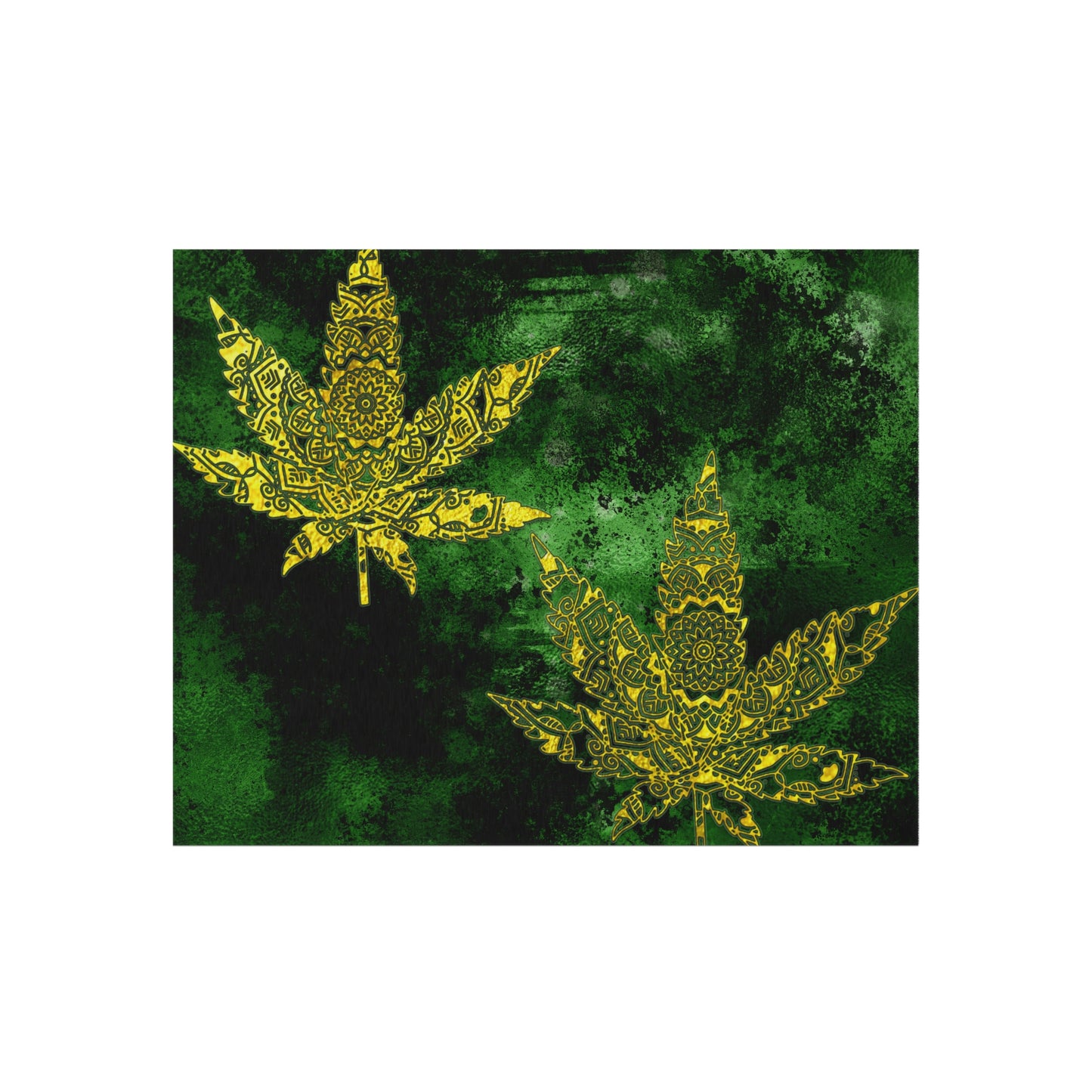 Gorgeous Designed Gold Leaf With multigreen Background Marijuana Pot Weed 420 Outdoor Rug