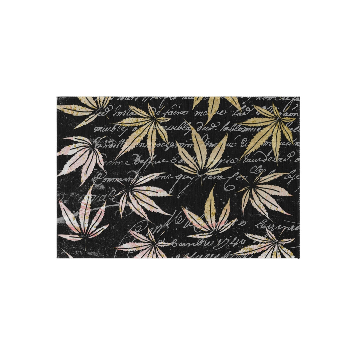 Gold And Black 420 Weed Pot Marijuana Leaf Outdoor Rug